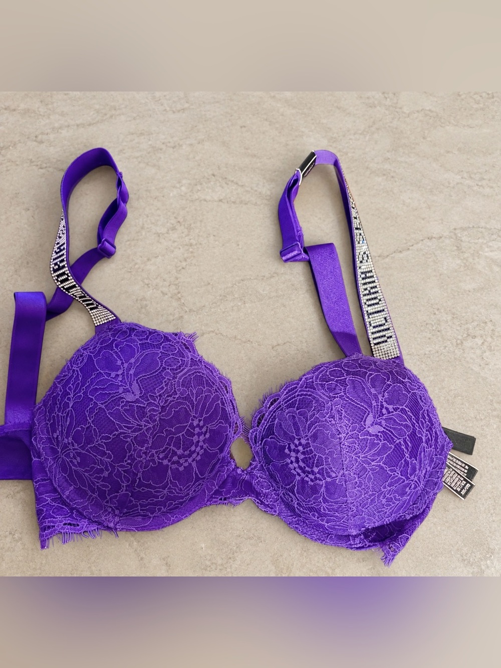 NWOT VS Lace Purple Push up Bra, beaded straps